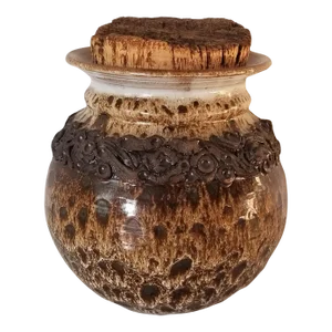 1970's Mid-Century Studio Pottery Container W/ Cork Stopper