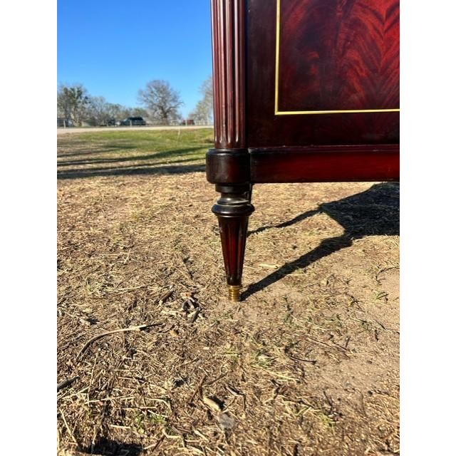 French Louis XVI Flam Mahogany Sideboard Carrera Marble Top 1900s For Sale - Image 10 of 18