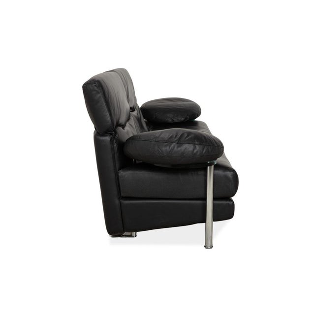 Black Leather Arca Three-Seater Sofa with Manual Function from B&B Italia For Sale - Image 10 of 13