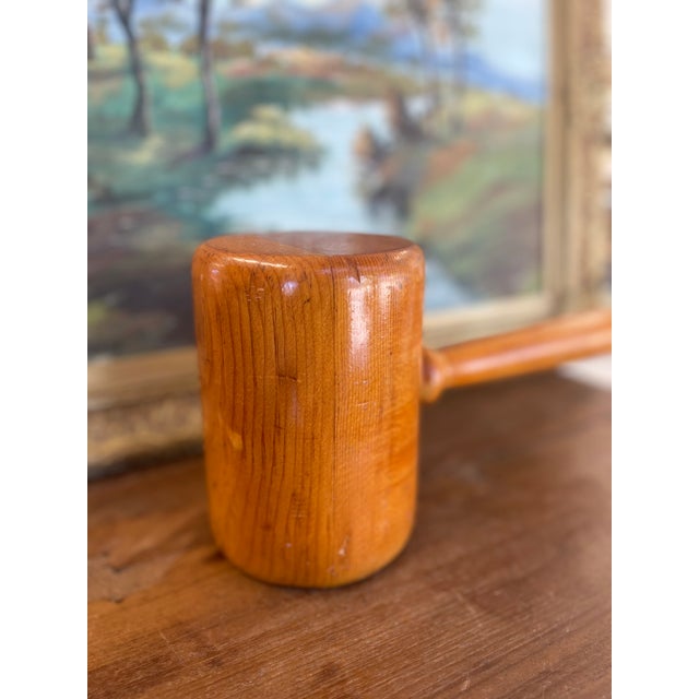 Vintage Hand-Turned Solid Wood Mallet With Smooth Finish. For Sale - Image 10 of 11
