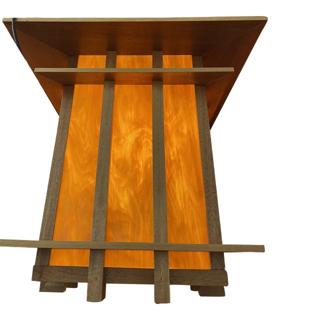 Vintage Fredrick Cooper Large Teakwood Pendant Light For Sale