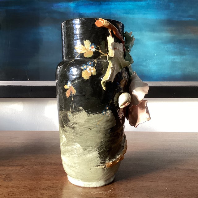 Late 19th Century Late 19th Century French Barbotine Art Pottery Vase by Edouard Gilles For Sale - Image 5 of 9