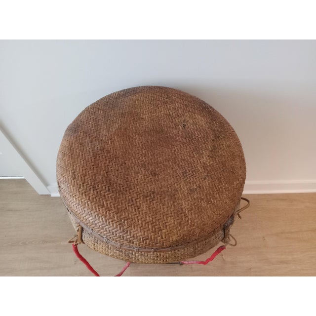 19th Century Vintage Handwoven Lidded Basket For Sale - Image 4 of 9