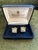 Mid 20th Century Vintage Wedgwood British Royal Gold Plate & Green Jasper Cufflinks OriginalCase For Sale - Image 5 of 18