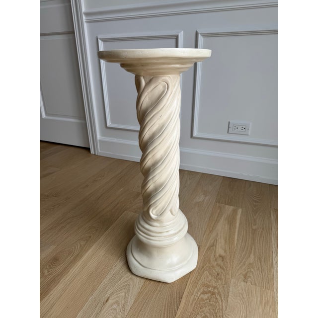 Ivory 1962 Magidson Neoclassical Twisted Plaster or Chalkware Pedestal Column, Signed and Dated For Sale - Image 8 of 9