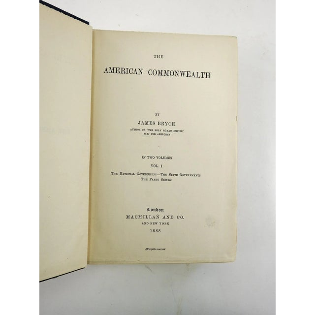 The American Commonwealth by James Bryce. Published by Macmillan and Company, New York, 1888. Contains a chapter on the...