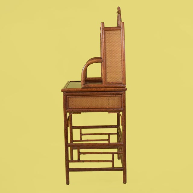 Chinoiserie 1970s Faux Tortoise Hand-Painted Pagoda Desk With Hutch For Sale - Image 3 of 5