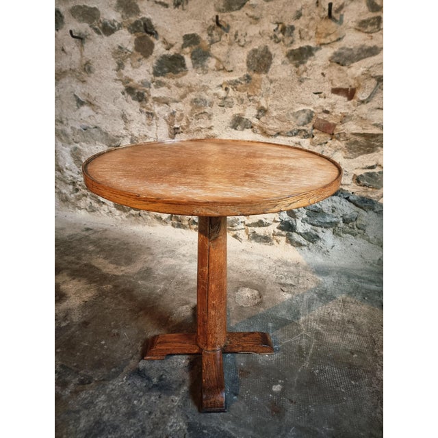 Rustic Vintage Round Pedestal Bistro Table, 1920s For Sale - Image 3 of 13