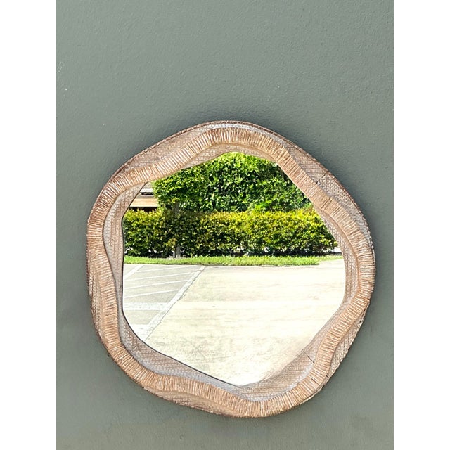 Vintage Textured Woven Rattan Mirror For Sale - Image 12 of 12