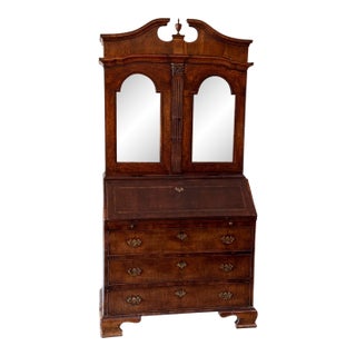 Early 18th Century Dutch Baroque Burl Walnut Drop-Front Secretary Desk For Sale