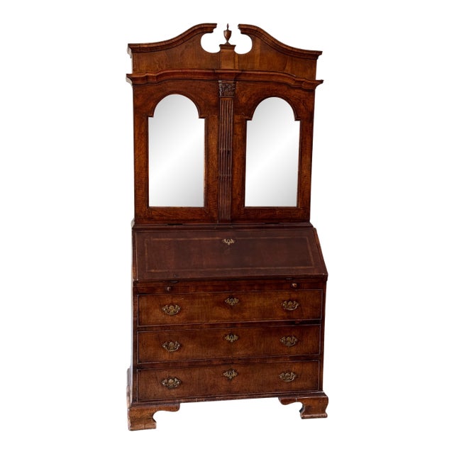 Early 18th Century Dutch Baroque Burl Walnut Drop-Front Secretary Desk For Sale