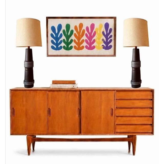 Very rare, Mid Century. Modern, hand thrown, pair of monumental double stacked pottery lamps by hand Jane and Gordon...