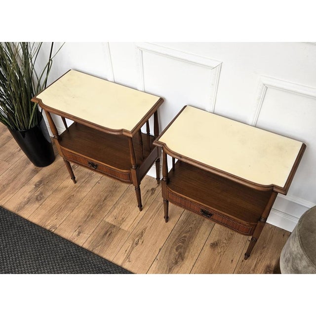 Mid-Century Modern Italian Nightstands with Marble, 1950s, Set of 2 For Sale - Image 6 of 11