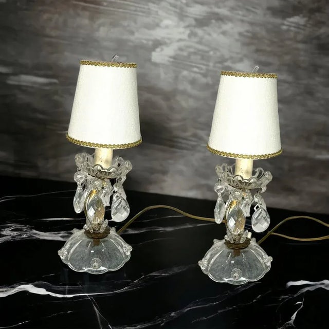 Vintage Crystal Lamps, 1950s, Set of 2 For Sale - Image 12 of 13