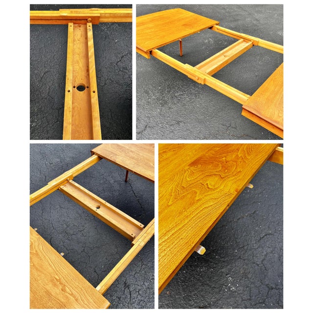 Mid Century Modern Birch Extendable Dining Table With Self-Storing Leafs | in the Style of Heywood-Wakefield For Sale - Image 9 of 12