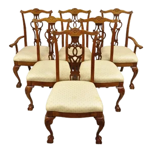 Late 20th Century Chippendale Style Mahogany Ball and Claw Dining Chairs by Henry Link - Set of 6
