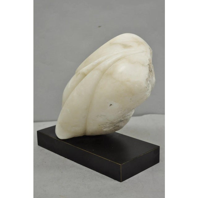 Vintage Modernist Abstract Carved Alabaster Marble Female Bust Figure Sculpture For Sale - Image 12 of 18