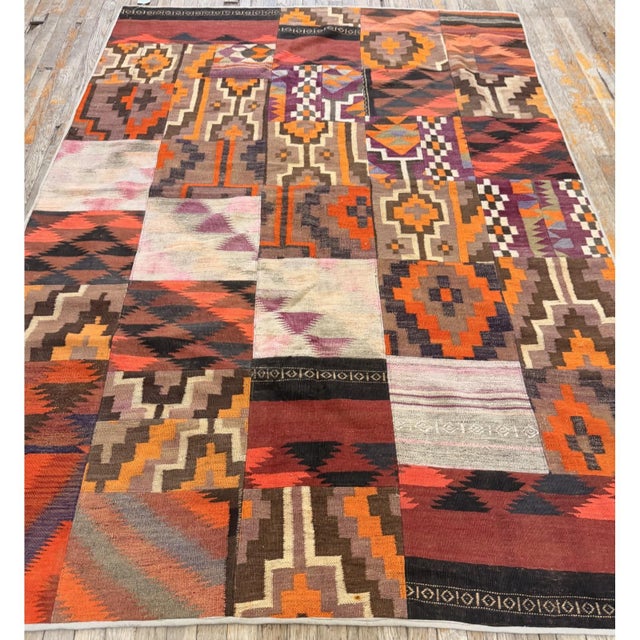 1930s 1930s Multi Geometric Antique Turkish Village Traditional Kilim Small Rug For Sale - Image 5 of 6