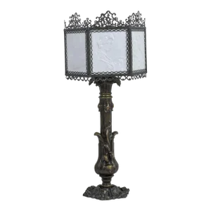 Mid 19th Century Antique European PPM Signed Lithophane Panel Lamp
