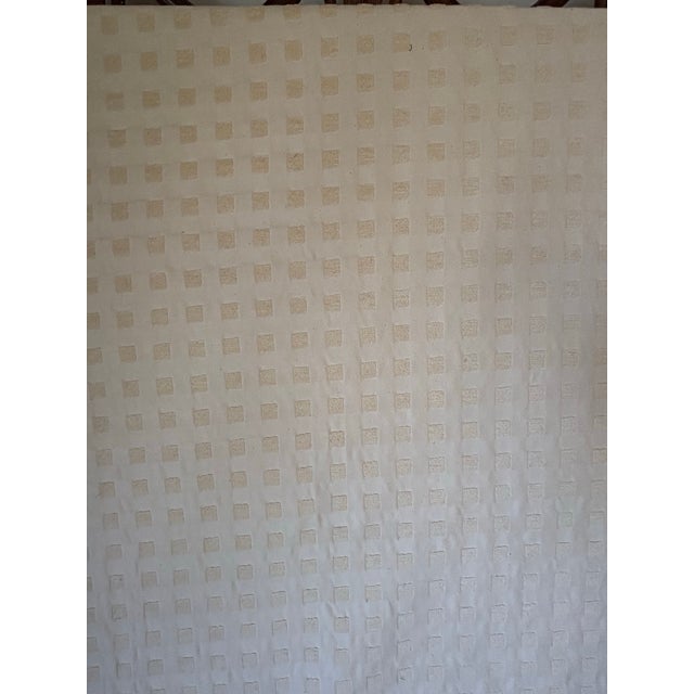 2 yards beautiful and classic Matelasse style very durable chenille check fabric from the 1980s in versatile off white....