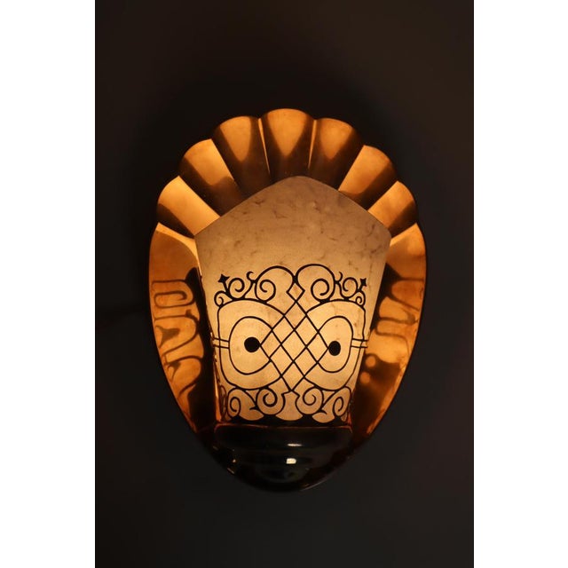 Art Deco Bronze and Parchment Shell Wall Sconces, France, 1920s, Set of 2 For Sale - Image 9 of 18