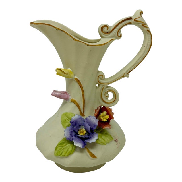 Vintage Nuova Capodimonte Italian Porcelain Small Pitcher / Bud Vase 1950s-1970s For Sale