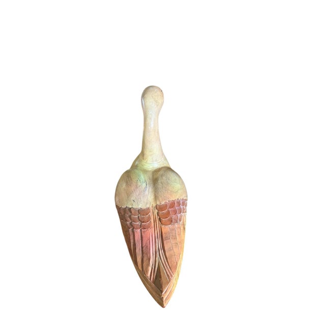 Wood Mid Century Wood Carved Goose Decoy Brass Beak Frederick Cooper Style For Sale - Image 7 of 8