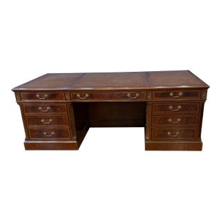 Traditional Large 84” Mahogany Executive Desk by Leighton Hall - Showroom Sample For Sale
