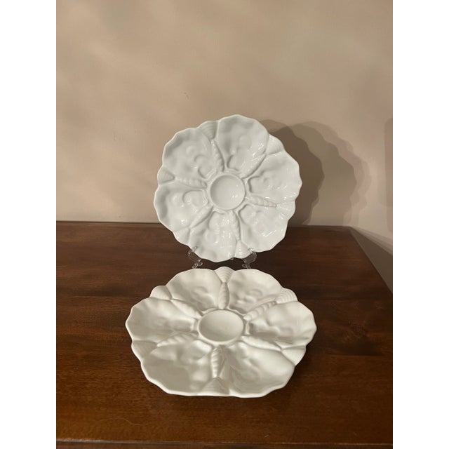 Mid 20th Century White Porcelain Oyster Plates - a Pair For Sale In Minneapolis - Image 6 of 12