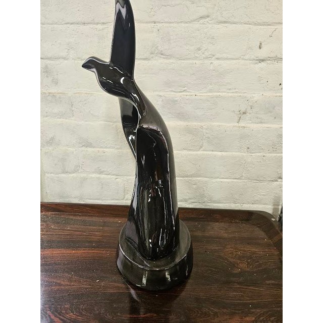 Mid 20th Century Vintage MCM Black Ceramic Seagull Sculpture For Sale - Image 5 of 8