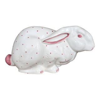 Mid 20th Century Tiffany & Co. Austria Ceramic Bunny Bank – White & Pink For Sale