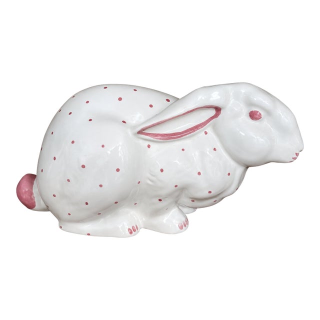 Mid 20th Century Tiffany & Co. Austria Ceramic Bunny Bank – White & Pink For Sale