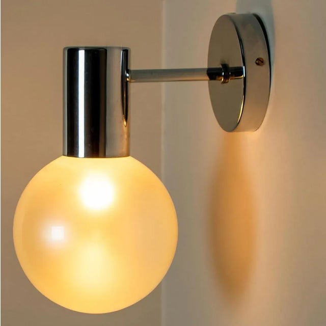 Opal Glass and Chrome Wall Light from Glashütte Limburg, 1970s For Sale - Image 10 of 15