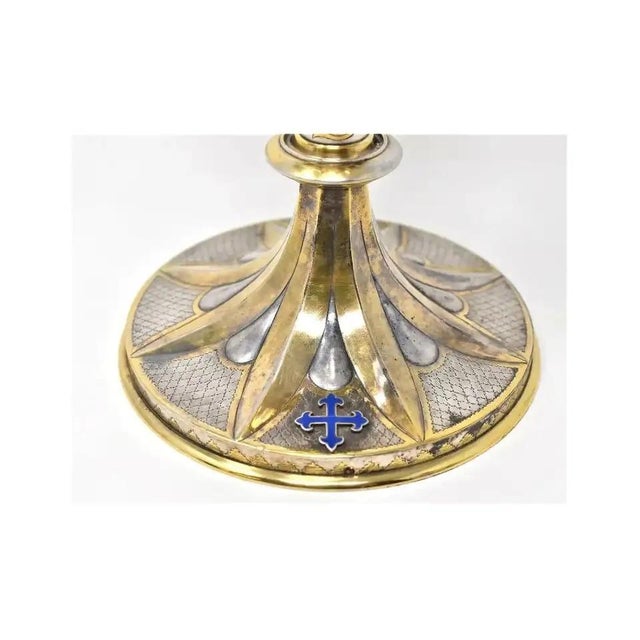 Paint Antique French 950 Silver Gilt Enamel Chalice by Placide Poussielgue-Rusand For Sale - Image 7 of 12