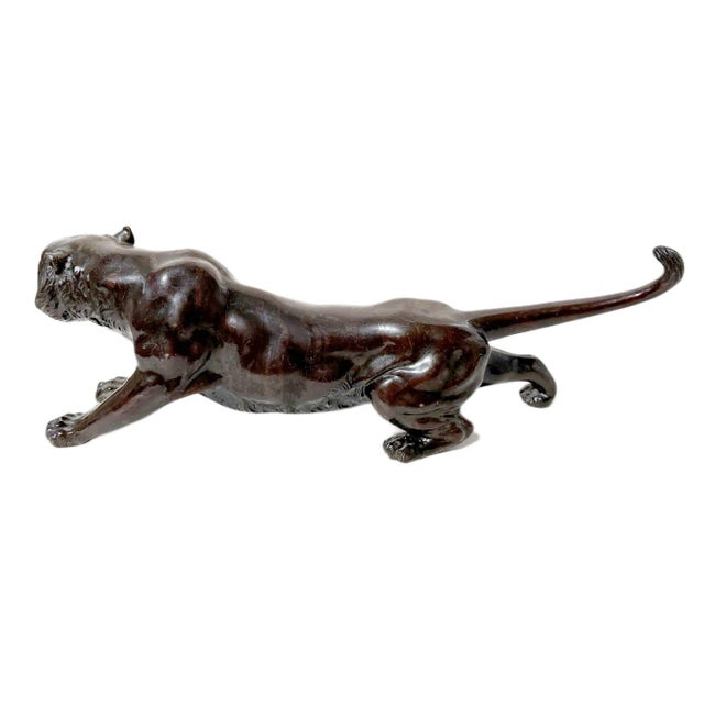 Antique 19th Century Japanese Meiji Okimono Bronze Tiger Sculpture - Signed For Sale - Image 6 of 12