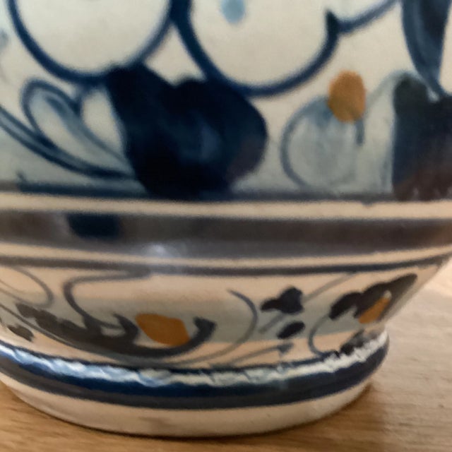 Vintage Italian Handmade Hand Painted Blue & White Deruta Siena Ceramica Majolica Water Jug/Wine Pitcher For Sale - Image 9 of 13