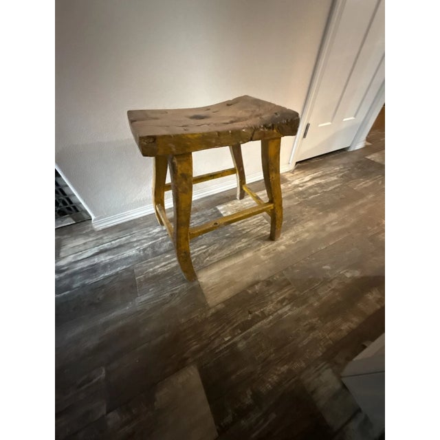 Antique Chinese Elm Stool/ Primitive Farmhouse Stool For Sale - Image 4 of 9
