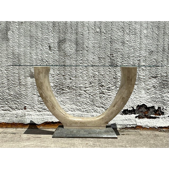 Vintage Boho Tessellated Stone Console Table For Sale - Image 11 of 11