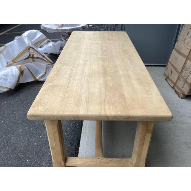 Farmhouse Vintage French Weathered Oak Fram Table For Sale - Image 3 of 12