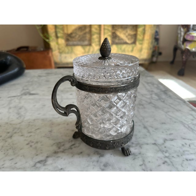 Italian Art Nouveau Rock Crystal Jar with Lid Faceted Cut and Ornamental Mount, 1890s For Sale - Image 7 of 18