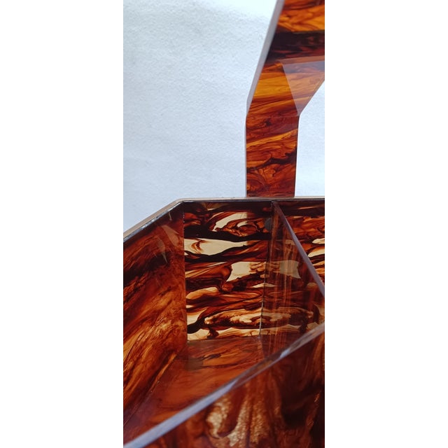 Large Hexagonal Acrylic Glass Container with Turtle Effect, Italy, 1970s For Sale - Image 10 of 18