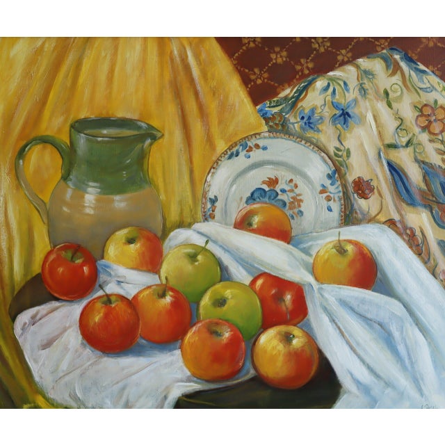 Mid-Century Modern 'Gathered Harvest' Vintage Original Swedish Still Life Oil Painting, Framed For Sale - Image 9 of 13