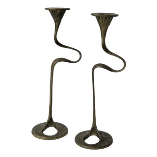 Brass Candlesticks attributed to Kurt Jesch, 1960s, Set of 2 For Sale