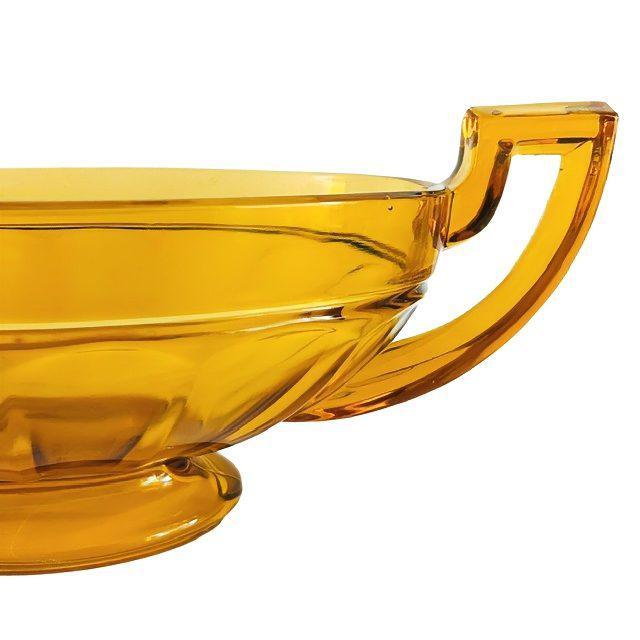 Glass Antique Art Deco Fruit Bowl in Amber Glass from Val Saint Lambert, 1930s For Sale - Image 7 of 9