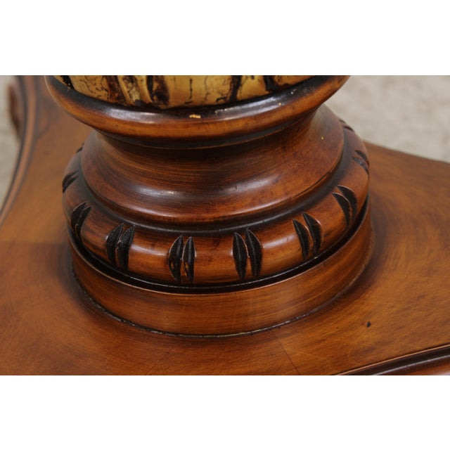 Gorgeous Burl Wood Inlaid Round Accent Table For Sale - Image 13 of 16