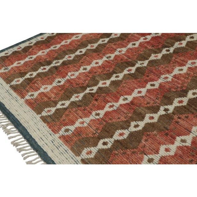 2010s Rug & Kilim's Moroccan-Inspired Rug With Brown, White and Red Geometric Stripes For Sale - Image 5 of 7