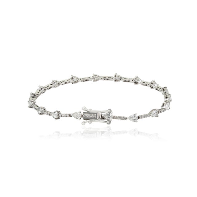 Metal 2.28 Carat Natural Diamond Tennis Bracelet in Solid 14k Gold by VRJewels For Sale - Image 7 of 14