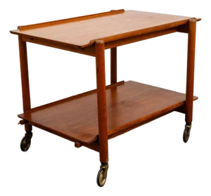 1960s Mid Century Danish Modern Serving Cart Trolley Poul Hundevad Vamdrup Solid Teak