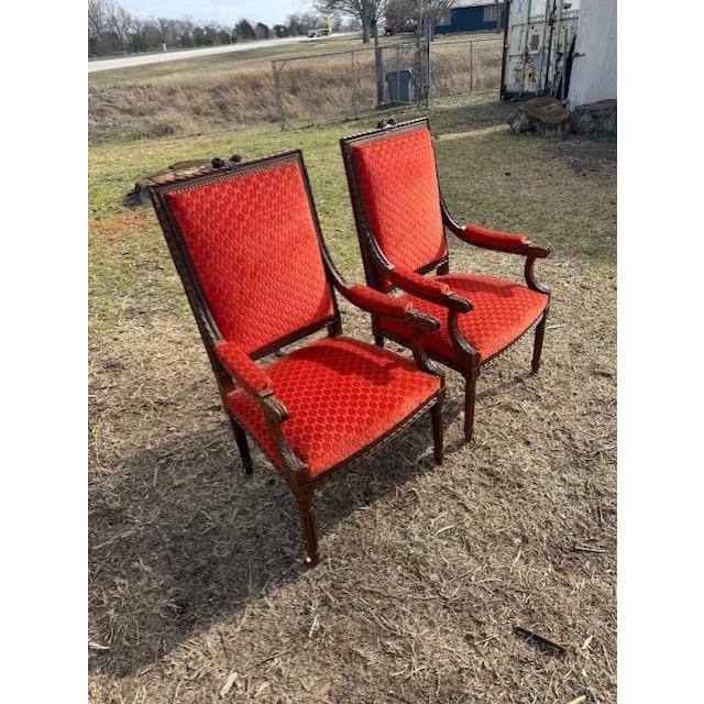 Large 19th Century Velour French Louis XVI Bergere or Armchair- A Pair For Sale - Image 12 of 14