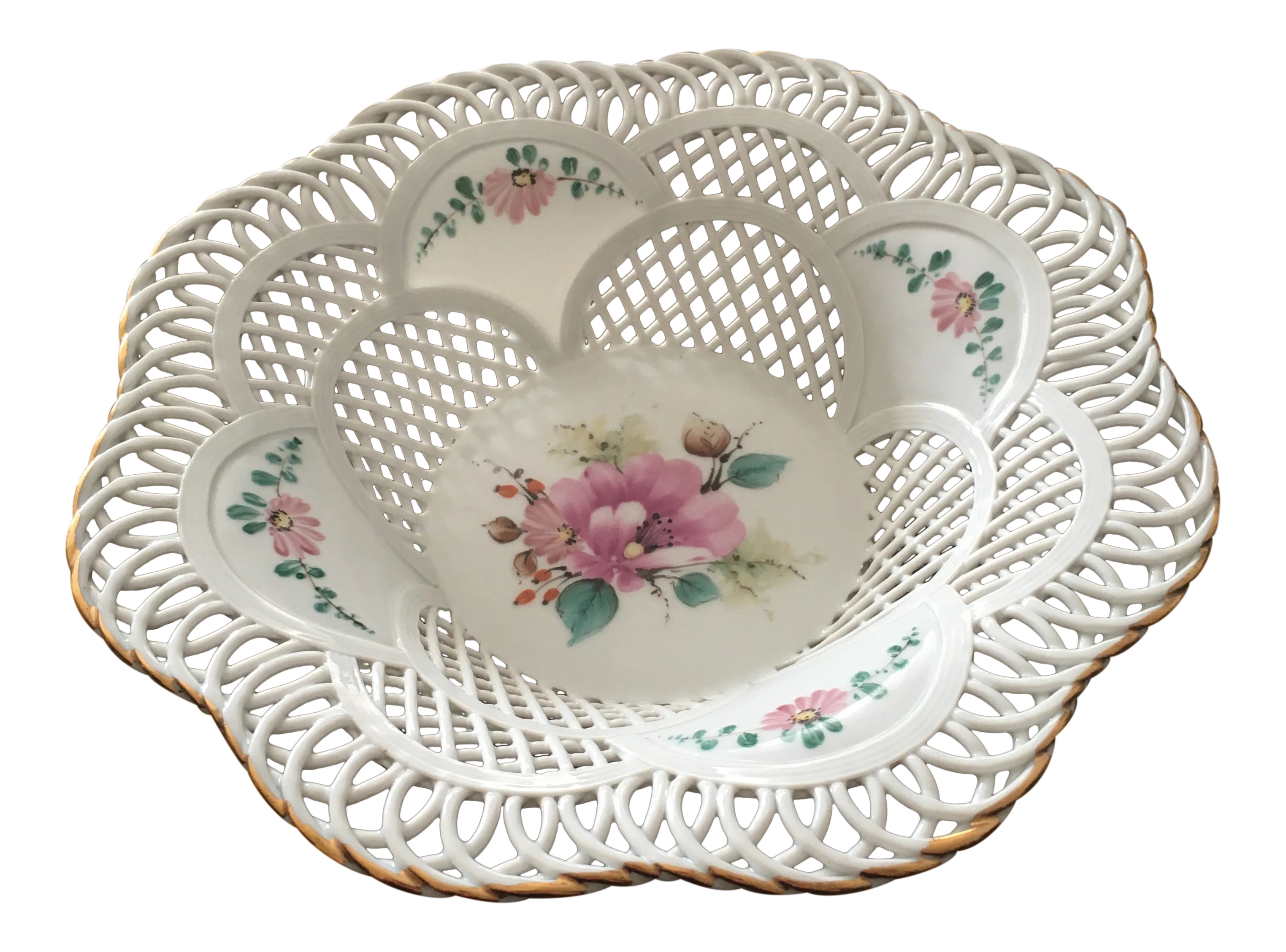 PORCELAIN SUMI スミルーマニア　手描き模様磁器　ボウル Sumi Romania Reticulated White Porcelain Bowl With Hand Painted